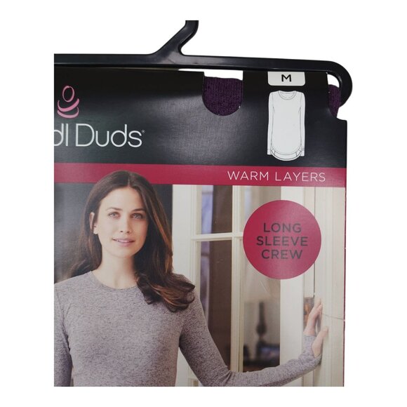 Cuddl Duds Soft Knit Long Sleeve Crew Neck Medium Thumbhole Top Purple Modern - Picture 5 of 10